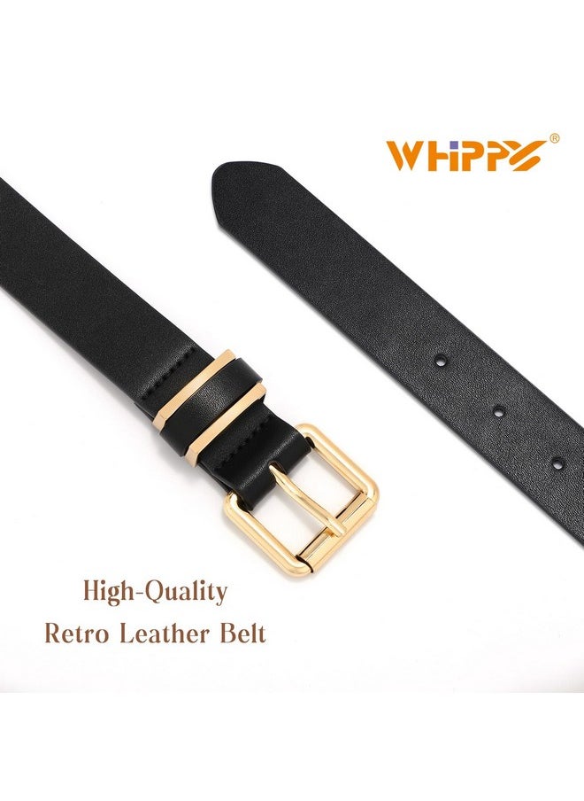 Women'S Leather Belts For Jeans Pants Casual Ladies Belt Fashion Vintage Pin Buckle Belt For Women, Black, M