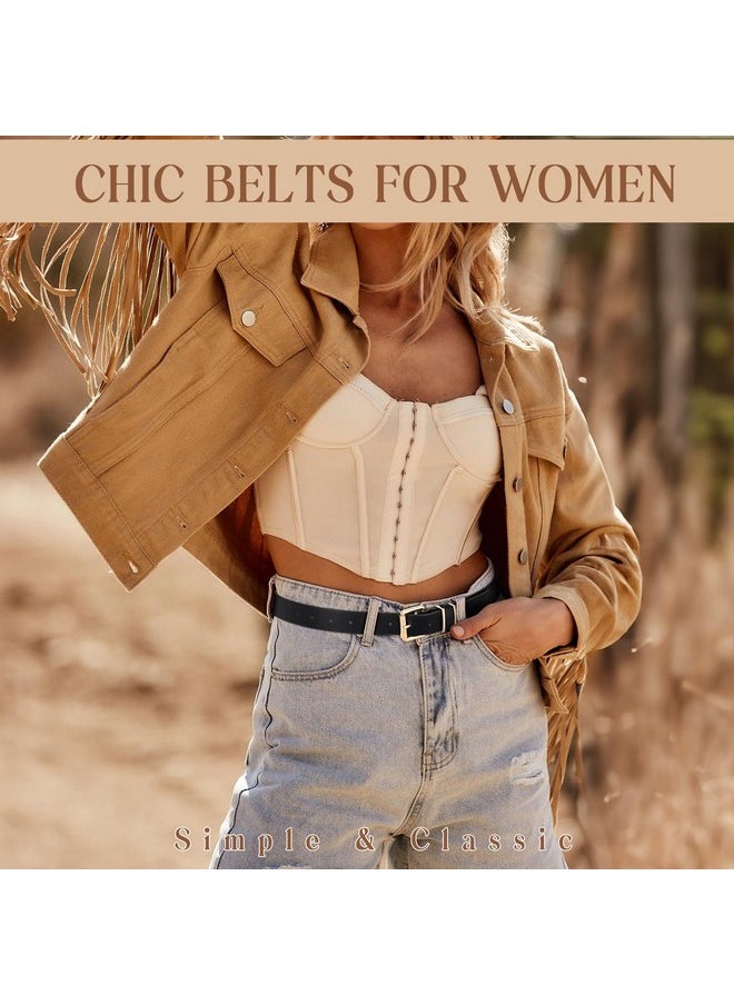 Women'S Leather Belts For Jeans Pants Casual Ladies Belt Fashion Vintage Pin Buckle Belt For Women, Black, M