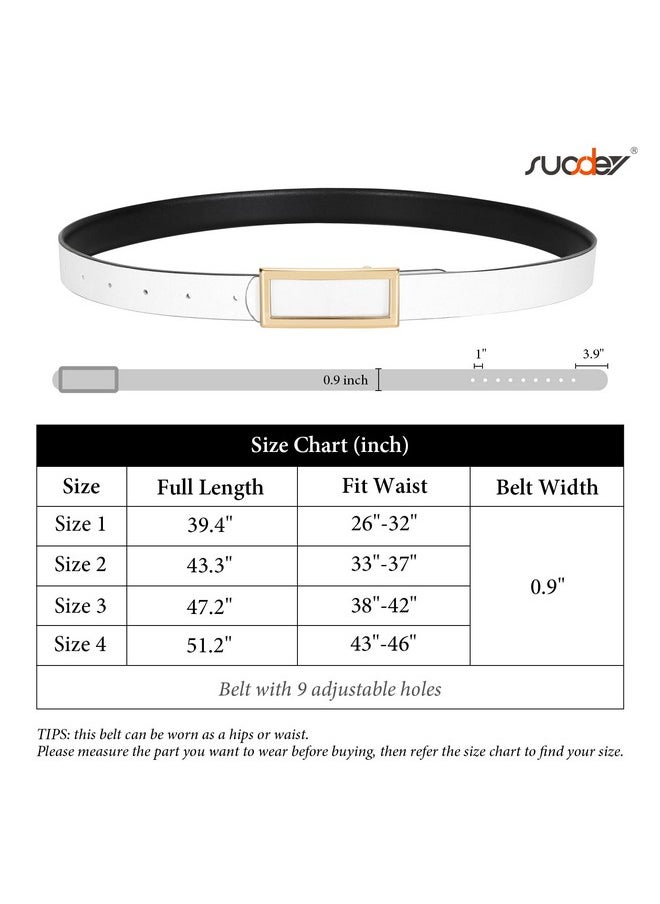 Women Reversible Leather Belts For Jeans Pants Dresses Ladies Fashion Belts With Gold Buckle, 0.9