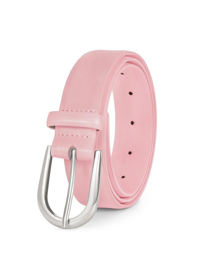 Women Belt For Jeans Pants Fashion Silver Buckle Ladies Dress Waist Belt,Pink,Xl