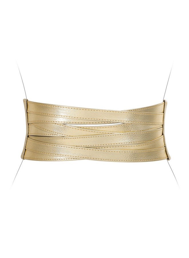 Wide Elastic Belts For Women Dresses Black Waist Corset Belt For Women Fashion Wide Stretchy Belts, Gold, 80Cm