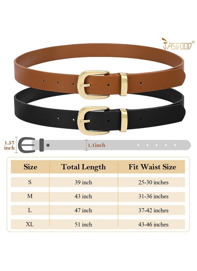 Women'S Leather Belt For Jeans Pants, Fashion Ladies Belt For Dresses With Gold Buckle