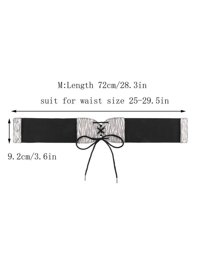 Women Wide Waist Belt Stretchy Corset Lace-Up Elastic Animal Print Fashion Dress Belt Cinch Waistband Costume (Zebra,Medium)