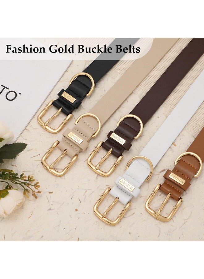 Women Leather Belt Fashion Ladies Waist Belt With Gold Buckle Casual Leather Belt For Jeans Pants Dresses, Black, Xxl