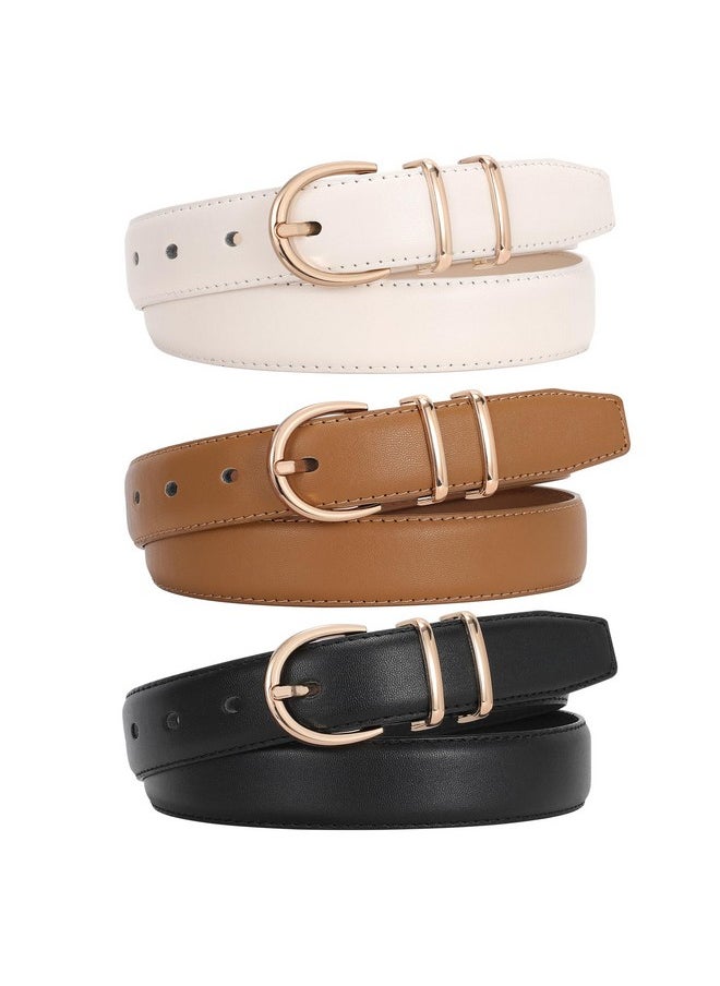 Women Leather Belt For Jeans Fashion Ladies Belts For Pants Dresses With Gold Buckle,Xs:Fit Size 21