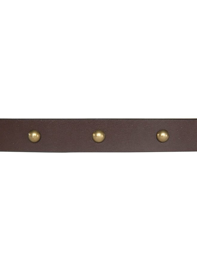 Women Leather Bold Fashion Statement Belts, Domed Studded-Brown, Xl (34-35