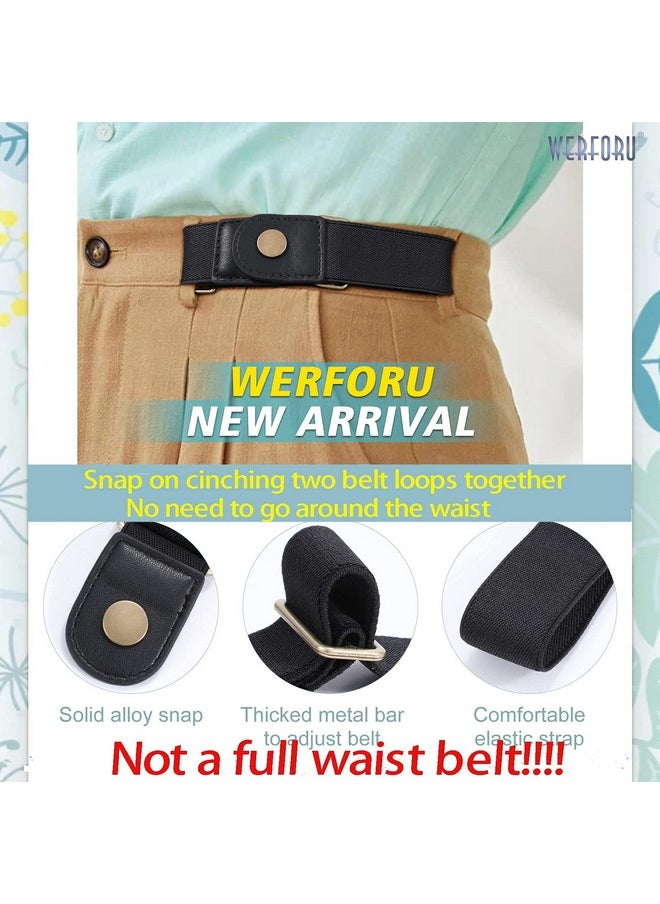 Unisex 2 Pack Buckle Free Belt For Ladies Men 2 Loop No Buckle Stretch Belt For Jeans Pants, Black,Fits 2 Loop Distance : 3