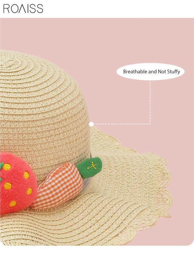 2-Piece Summer Children'S Sunshade Hat Beach Sunscreen Straw Hat Straw Woven Fisherman'S Hat Purse Set Travel Holiday Lovely Hat Satchel