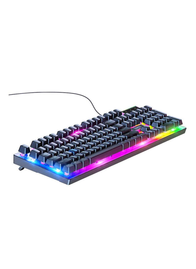 hoco GM18 Luminous Gaming Keyboard and Mouse Set (Russian Version) – Wired USB, Tri-Color Rainbow LED, 104 Keys