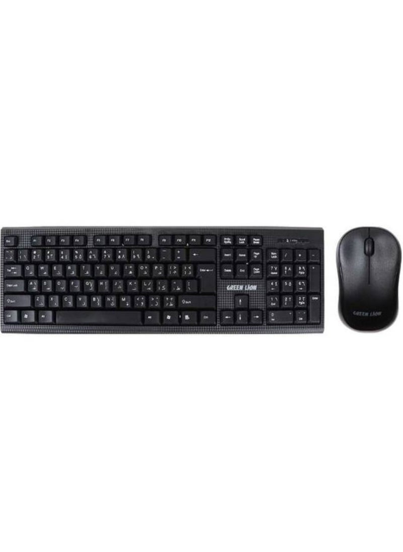 Wireless keyboard and Mouse, ABS Mouse Material, 1200DPI Mouse Sensitivity, 10m Wireless Distance - Black