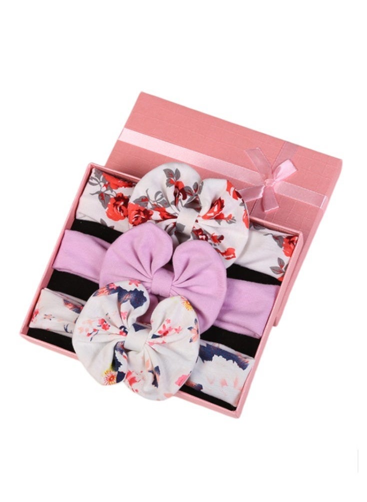 Bambimici - Olivia Box of 3 Heandband Ribbon - Purple Flower