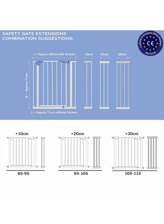 ® Tot Tamer Metal Baby Safety Gate, With One Year Manufacturer Warranty, No Dril Requried, 75-85 Cm Adjustable, 2 Way Auto Close, Barrier For Stairs, Door And Hallways, Barrier Fence-Blue