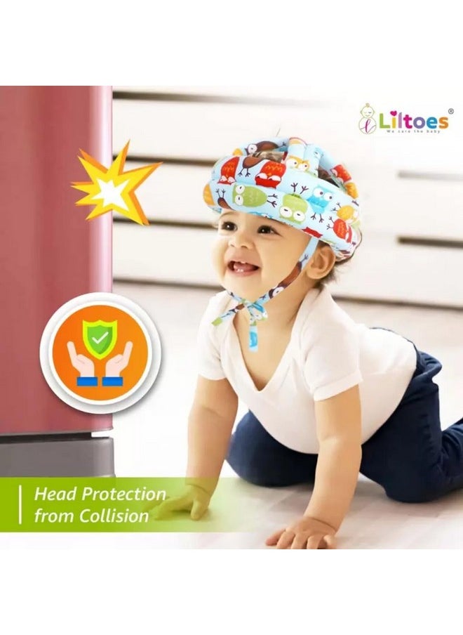 Baby Head Protector For Safety Of Kids 6M To 3 Years- Baby Safety Helmet With Proper Air Ventilation & Corner Guard Protection (Owl Print Colour)