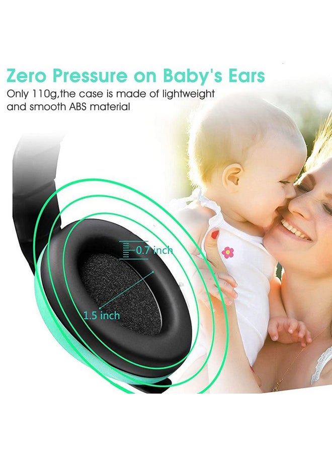 ® Ear Muffs For Kids Baby Hearing Protection Earmuffs For Baby Sleep Flight Travel, Baby Ear Protection Noise Canceling Headphones For Baby Toddler Kids 0-3 Years (Green)