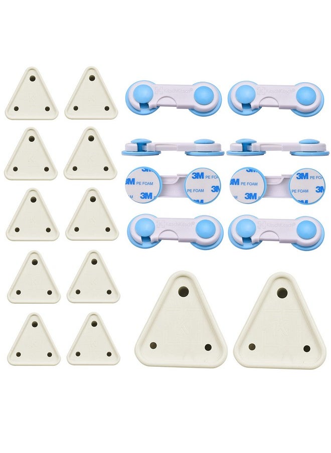 ® Baby Infant Child Proofing Safety Cabinet Cupboard Cabinet Lock And Socket Cover Combo 5A 15A (White) (Pack Of 12 + 8 Blue Cabinet Locks)