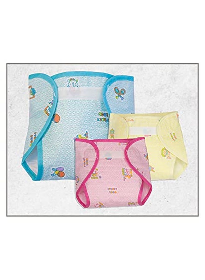 Unisex Nappy (Outer Side Cotton & Inner Side Plastic) Soft & Comfortable- Large (Pack Of 3)