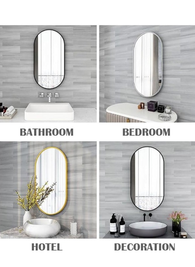 Wall Mirror Bathroom Mirror Full Body Mirror Full Length Mirror Wall Mounted Oval Mirror Makeup Mirror Dressing Mirror Frame Mirror for Bathroom Living Room Bedroom (50*83CM)