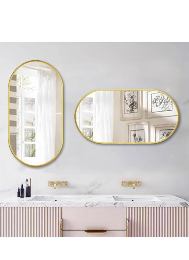 Wall Mirror Bathroom Mirror Full Body Mirror Full Length Mirror Wall Mounted Oval Mirror Makeup Mirror Dressing Mirror Frame Mirror for Bathroom Living Room Bedroom (50*83CM)