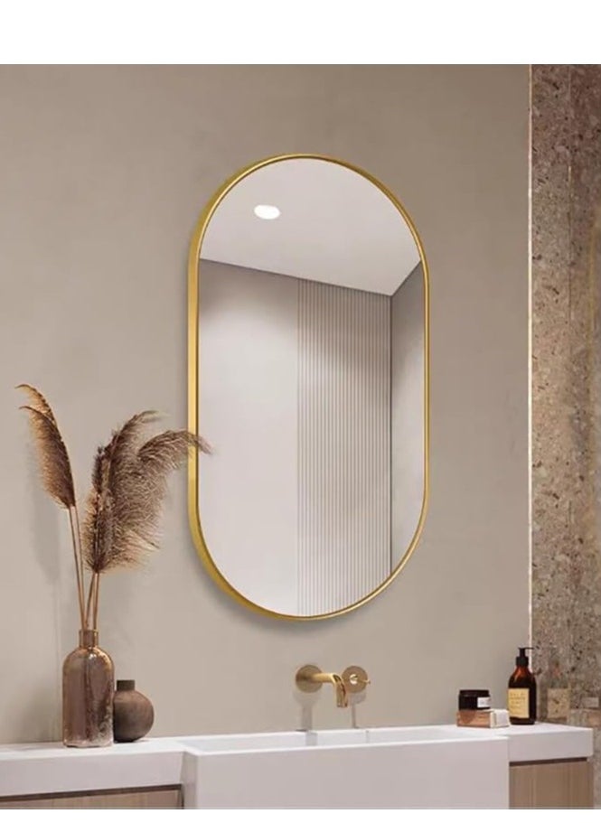 Wall Mirror Bathroom Mirror Full Body Mirror Full Length Mirror Wall Mounted Oval Mirror Makeup Mirror Dressing Mirror Frame Mirror for Bathroom Living Room Bedroom (50*83CM)