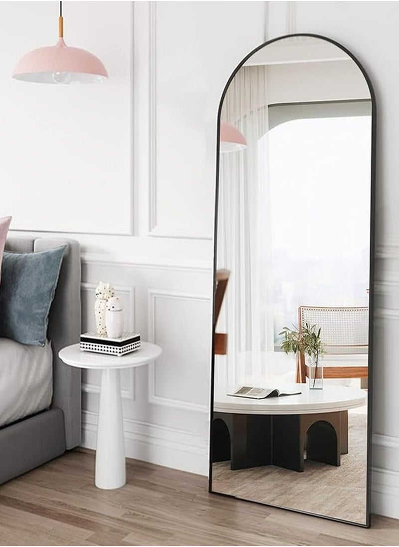 Full-Length Mirror, Black Arched Mirror Full Length, Full Body Mirror, Floor Mirror, Hanging or Leaning, Standing Mirror, Wall-Mounted Mirror with Aluminum Frame for Bedroom Living Room