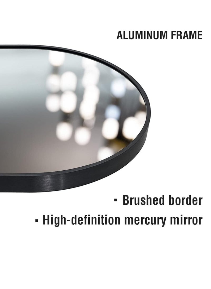 Full-Length Mirror, Black Arched Mirror Full Length, Full Body Mirror, Floor Mirror, Hanging or Leaning, Standing Mirror, Wall-Mounted Mirror with Aluminum Frame for Bedroom Living Room