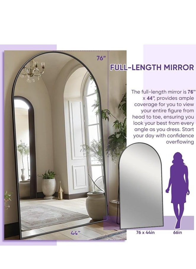 VPARTY Full-Length Arched Mirror with Gold Aluminum Frame – Stylish Vanity Mirror for Bedroom & Living Room (110x190cm)