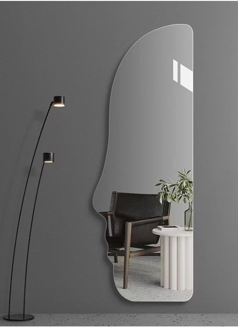 Side Face Shape Full Length Makeup Mirror with Floor Stand – 60x165cm Modern Freestanding Decorative Mirror for Bedroom, Bathroom or Dressing Room – Unique Aesthetic Home Accent Piece