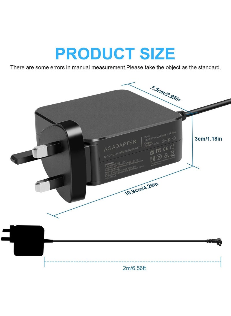 Laptop Charger Replacement 20V 3.25A 65W 45W Laptop Charger for Lenovo IdeaPad Lenovo Ideapad 110,110S Series 320 310 320S 330 330s for Lenovo Laptop Power Supply Cord