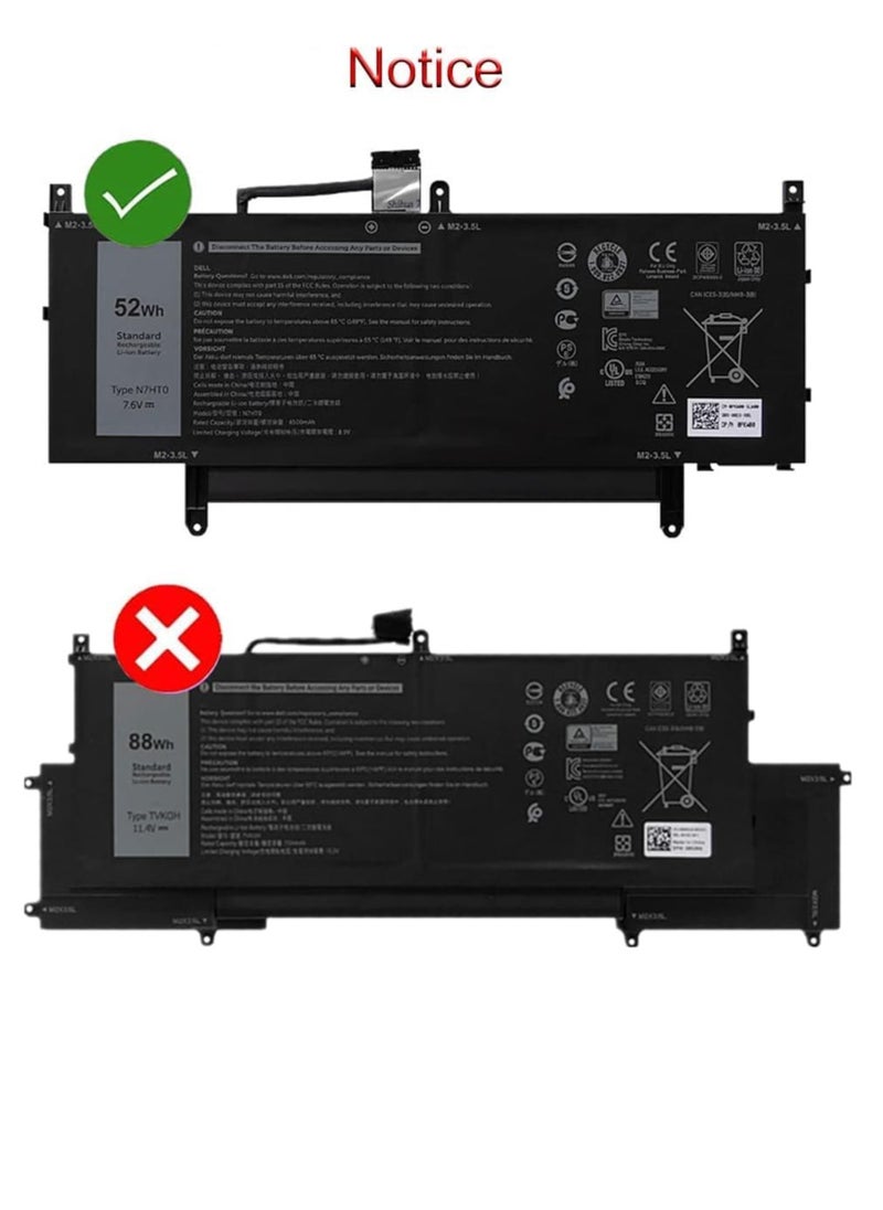 N7HT0 7.6V;52Wh Laptop Battery Compatible for Dell Latitude 9510 2-in-1 089GNG 0HYMNG 10R94 TVKGH 08NFC7