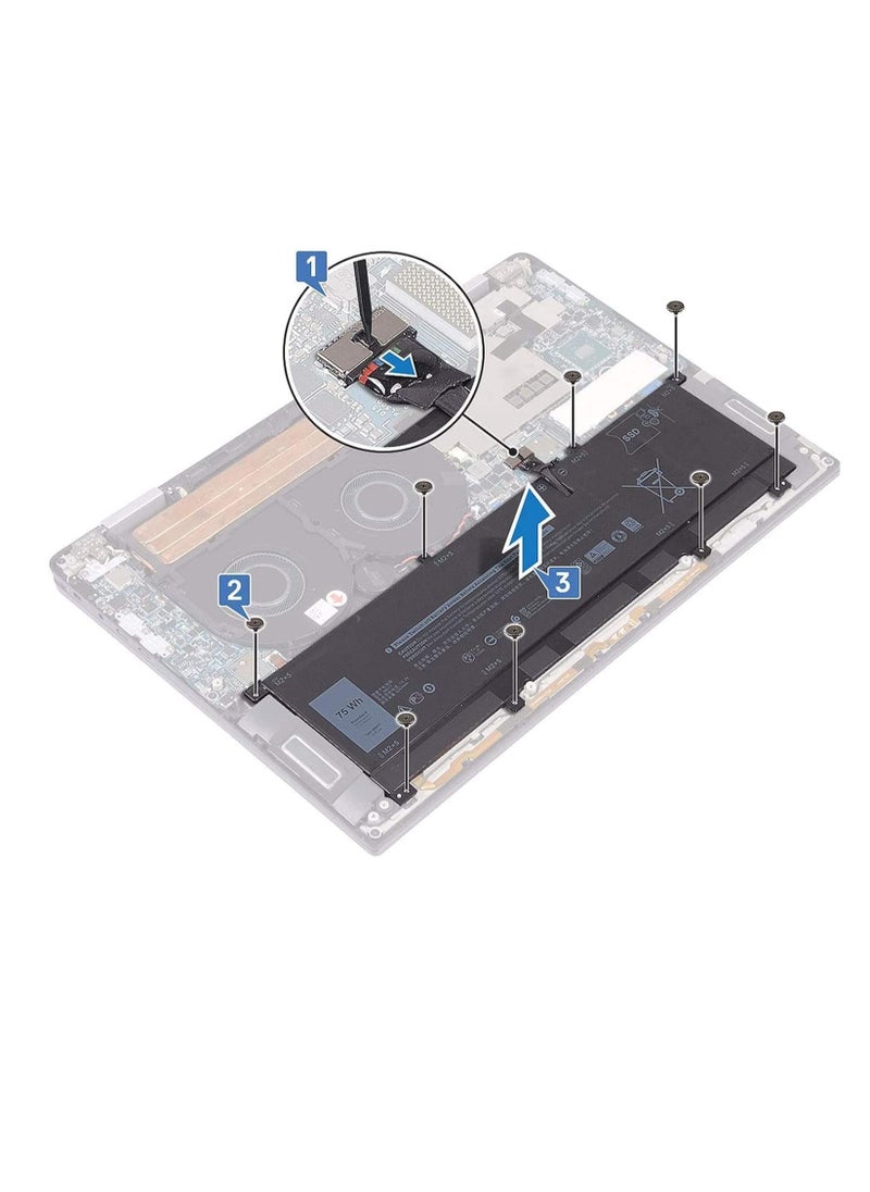8N0T7 11.4V 75Wh 6-Cell Laptop Battery Compatible with DELL XPS 15 9575 P73F001 15-9575-D1605TS 15-9575-D1805TS Precision 5530 2-in-1 Series Notebook 08N0T7 TMFYT 0TMF.Y. 10