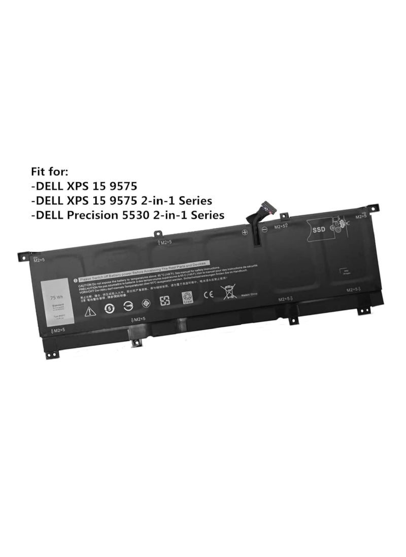 8N0T7 11.4V 75Wh 6-Cell Laptop Battery Compatible with DELL XPS 15 9575 P73F001 15-9575-D1605TS 15-9575-D1805TS Precision 5530 2-in-1 Series Notebook 08N0T7 TMFYT 0TMF.Y. 10