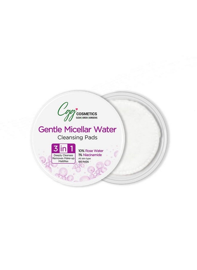 Gentle Micellar Water Cleansing Pads With 10% Rose Water And 0.5% Niacinamide For Deeply Cleanses, Removes Make-Up, Mattifies - 100 Pads