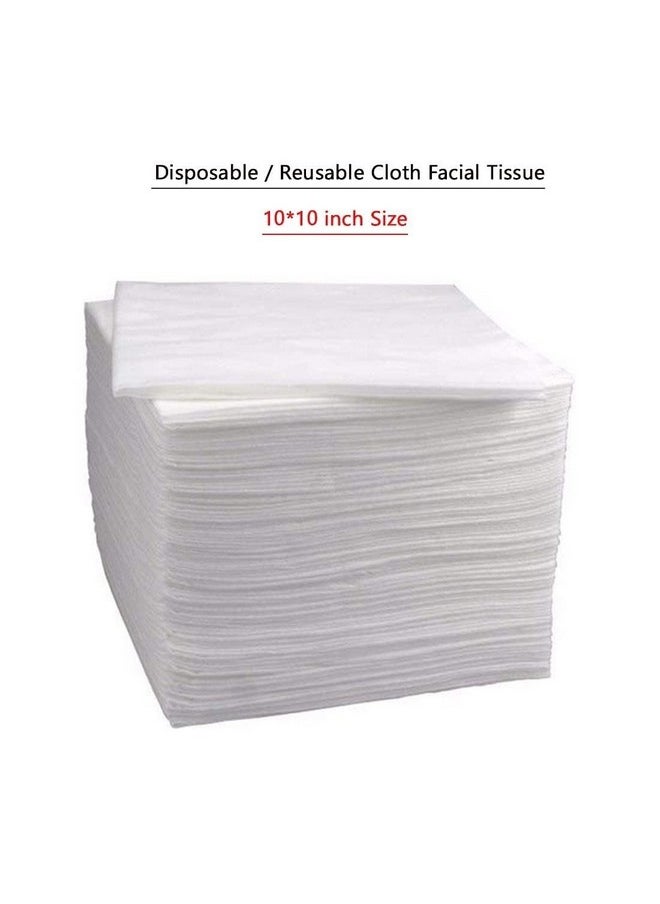 Soft Disposable Non-Woven Cloth/Fabric Facial Tissue | Dry Wipe Cleaning Beauty Towel Salon Use Makeup Removal | Durable Multi-Purpose Tissue Napkin Dry Hanky (10 * 10 Inch 200Pcs)