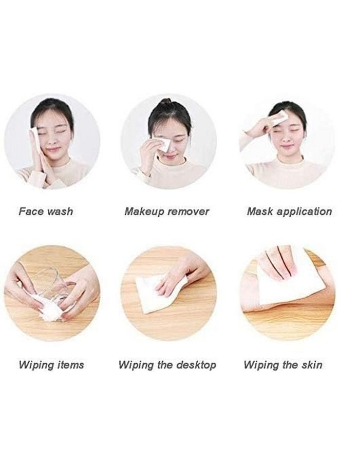 Soft Disposable Non-Woven Cloth/Fabric Facial Tissue | Dry Wipe Cleaning Beauty Towel Salon Use Makeup Removal | Durable Multi-Purpose Tissue Napkin Dry Hanky (10 * 10 Inch 200Pcs)