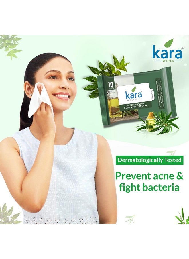 Neem & Tea Tree Oil Facial Refreshing Wet Wipes - 10 Pulls (Pack Of 12) | Hydrates & Cleanses Skin | Alcohol-Free, Paraben-Free | Enriched With Vitamin E | Dermatologist Tested