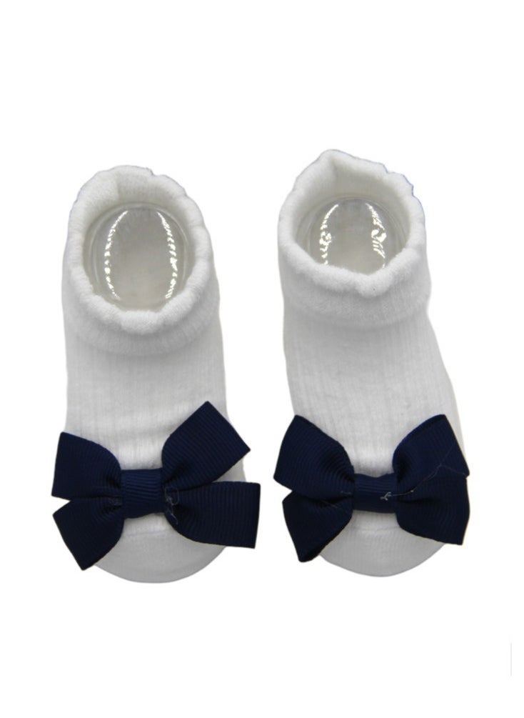 Bambimici - Aaliyah Socks & Cute Ribbon Big Bow Headband Set - Navy Blue