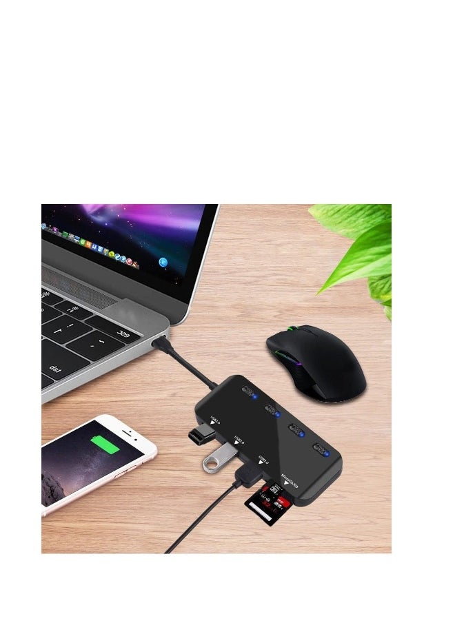 USB Hub with SD Card Reader USB 3.0 Hub with 3 USB Ports and 2 Card Slots SD/Micro SD Card Reader