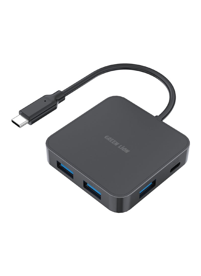 GHB-7 7 in 1 USB-C HUB / Type-C Upstream Port / USB-A Ports / 5 Gbps Data Transfer / Type-C Input Port: PD 100W Max - Black