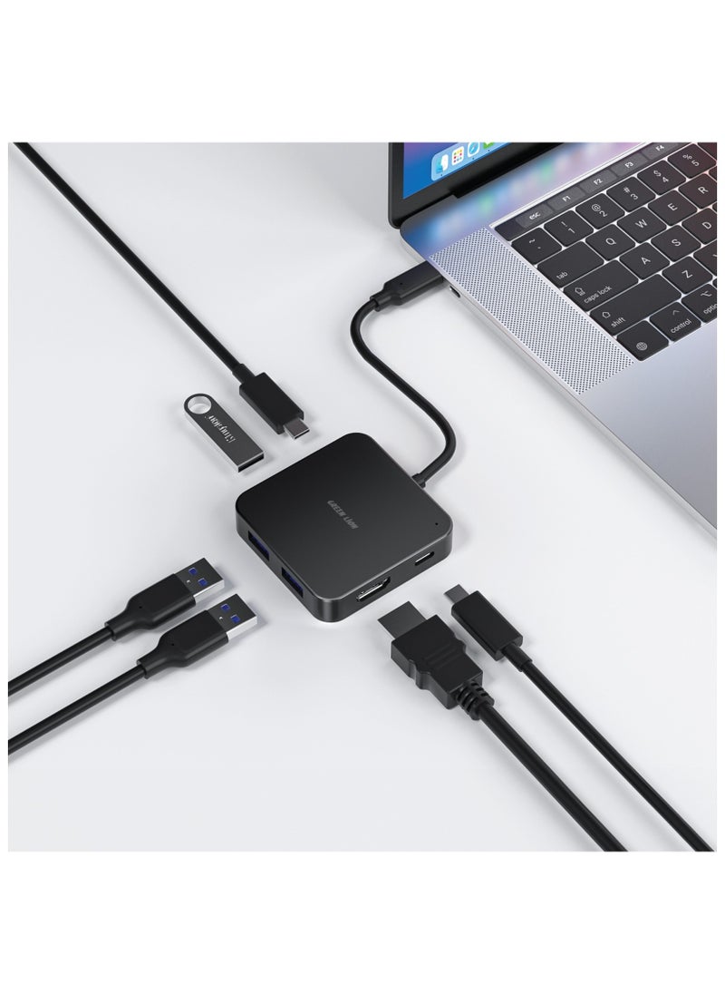 GHB-7 7 in 1 USB-C HUB / Type-C Upstream Port / USB-A Ports / 5 Gbps Data Transfer / Type-C Input Port: PD 100W Max - Black