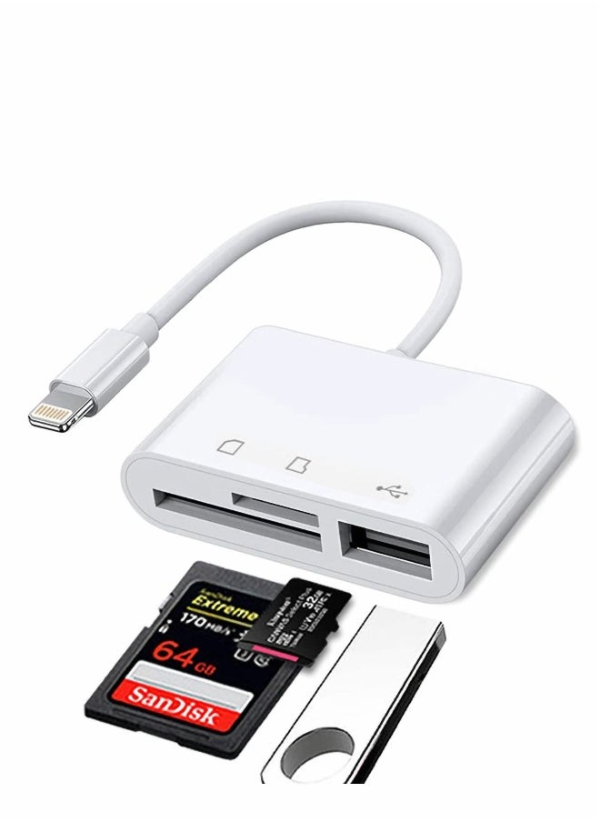 SD Card Reader for iPhone iPad with Micro Adapter Port, Type C Memory Plug and Play