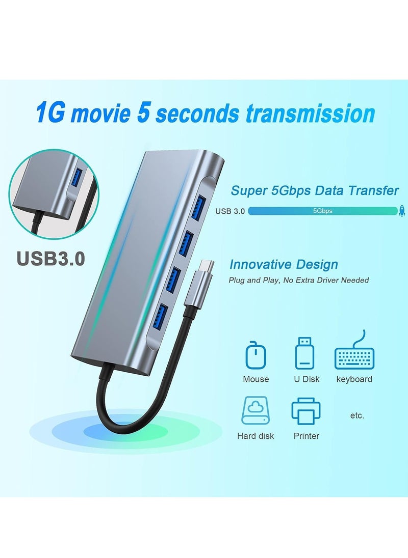 11-in-1 USB C Hub with 4K HDMI, VGA, USB 3.0, Ethernet, SD/TF Card Readers – Expand Your Connectivity for MacBook Pro, MacBook Air & Other Type C Devices – Ultimate Docking Station