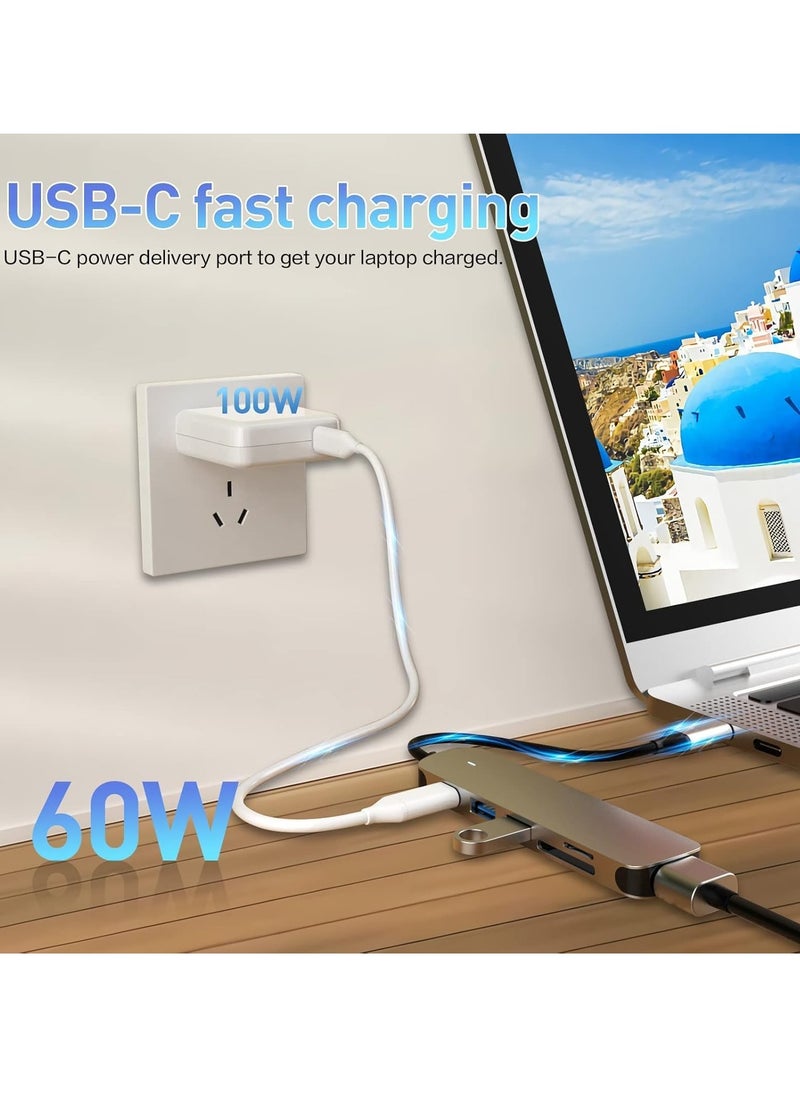 6-in-1 USB C Hub with USB 3.0, 4K HDMI, USB C PD, SD/TF Card Reader – Multiport Docking Station for MacBook Pro, MacBook Air & Type-C Devices – Expand Connectivity, High-Speed Data Transfer, and Power Delivery