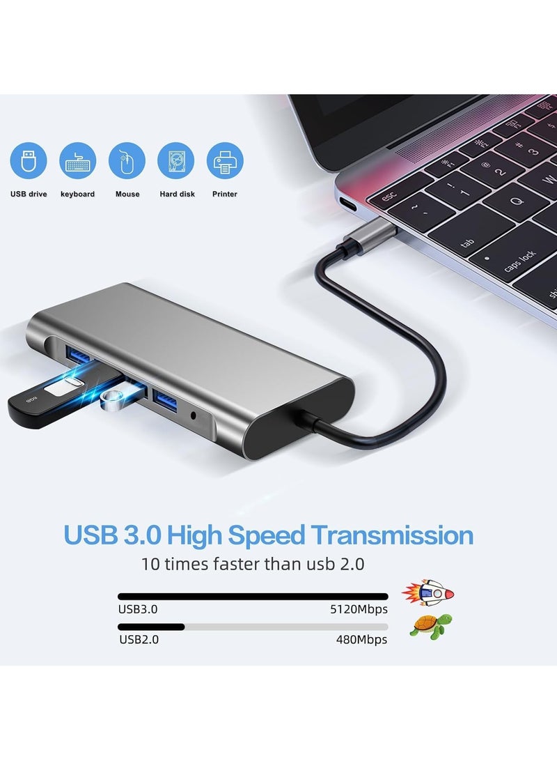 12-in-1 USB C Hub Docking Station with 4K HDMI, VGA, USB 3.0, Ethernet, SD/TF Card Reader, and More – Multiport Adapter for MacBook Pro, MacBook Air & Type-C Devices – Expand Connectivity, Power Delivery, High-Speed Data Transfer, and Versatile Functionality