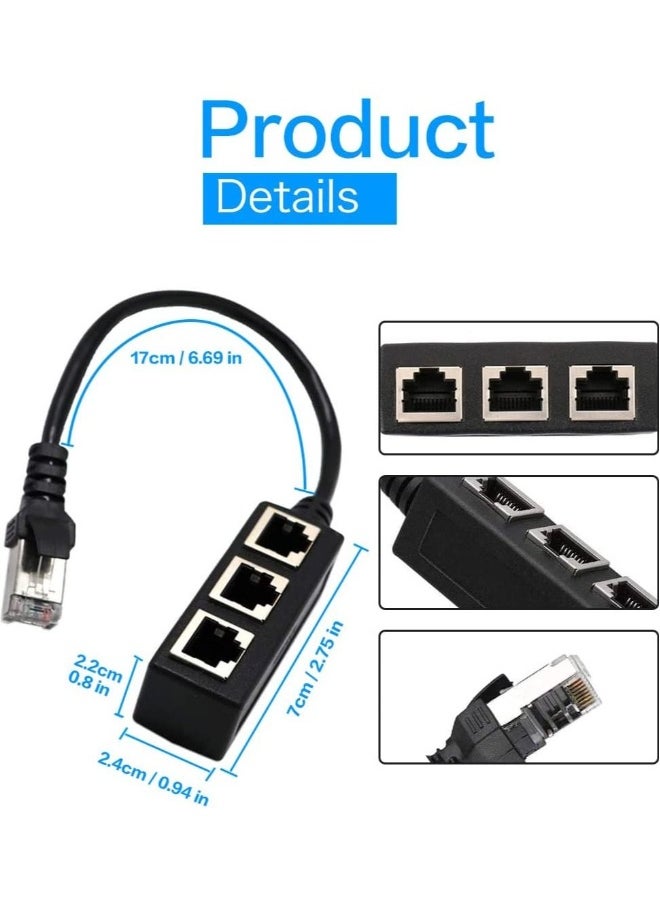 RJ45 Ethernet Splitter RJ45 1 Male to 3 x Female LAN Ethernet Splitter Adapter Cable Suitable for Super Cat5 Cat5e Cat6 Cat7 LAN Ethernet Socket Connector Adapter