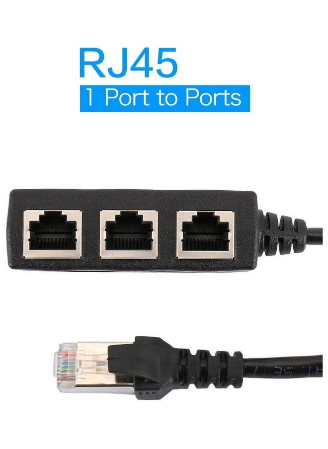 RJ45 Ethernet Splitter RJ45 1 Male to 3 x Female LAN Ethernet Splitter Adapter Cable Suitable for Super Cat5 Cat5e Cat6 Cat7 LAN Ethernet Socket Connector Adapter