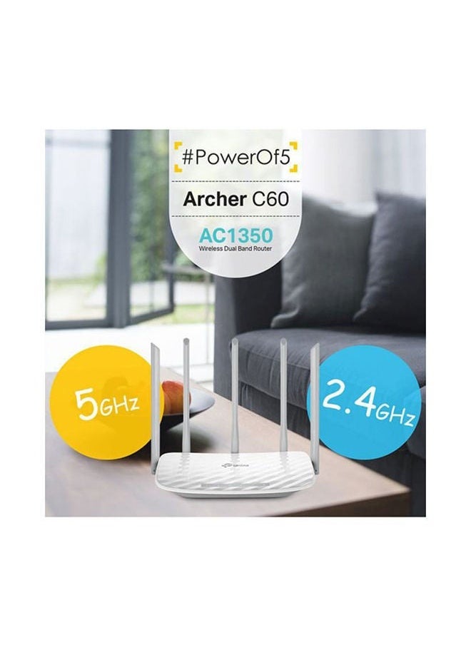 Archer C60 Wi-Fi Router Wireless Dual Band AC1350 White