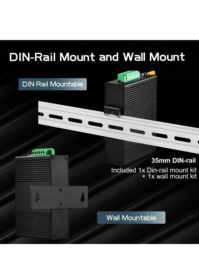 5 Port Gigabit Din Rail Industrial Ethernet Switch, Mini Industrial 5 Ports Gigabit Switch, Hardened 5 Port RJ45 10/100/1000Mbps Ethernet Switch, Fanless Wall Mount