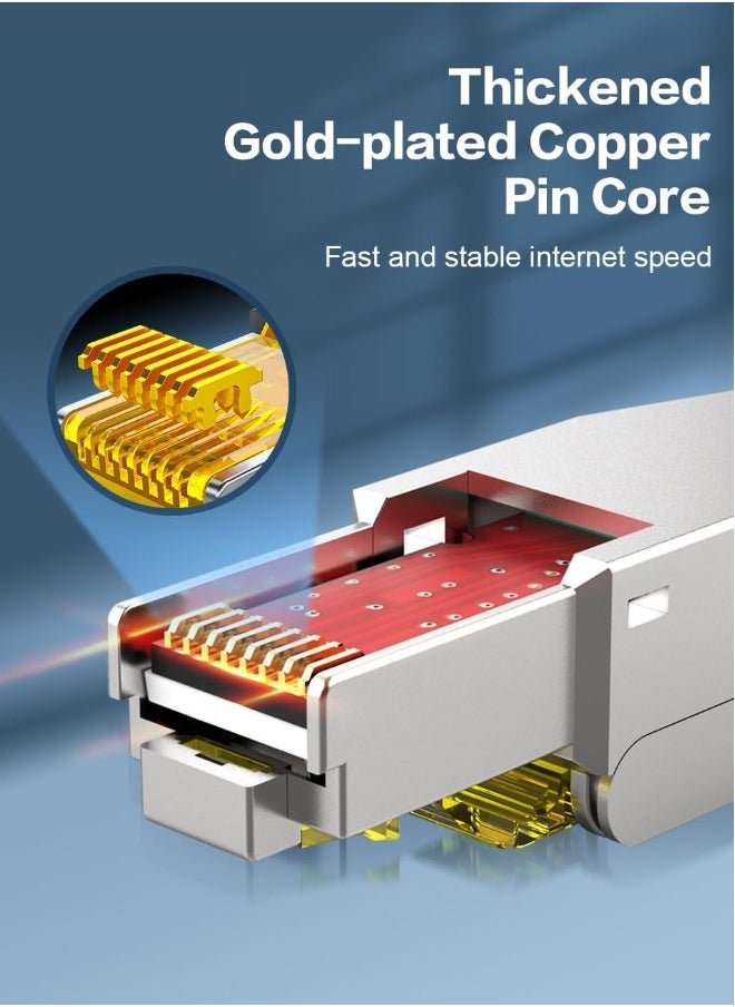 RJ45 Cat6A Connectors, Tool-Free Reusable Shielded Ethernet Termination Plugs for 23 to 26 SFTP UTP Cable, 10G Easy Internet Plug, Fast Field Installation (2 Pack)