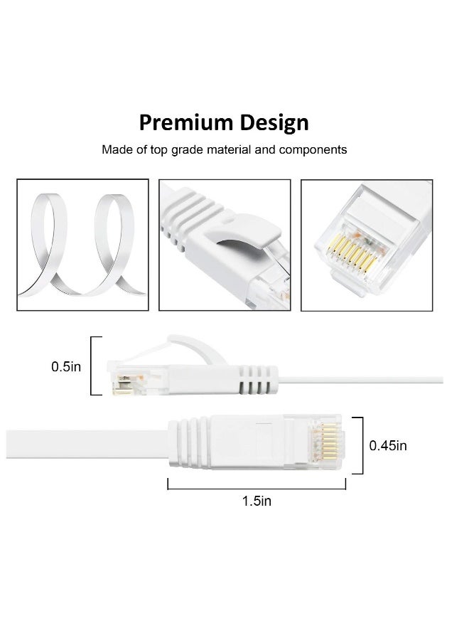 CAT 6 Ethernet Cable, 6 Pack 3ft High Speed Solid Flat CAT6 Gigabit Internet Network LAN Patch Cords, Bare Copper Snagless RJ45 Connector for Modem, Router, Computer