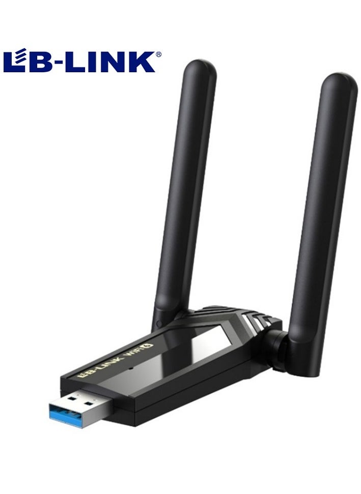 LB-Link USB WiFi 6 Adapter AX1800 WiFi 6 (802.11ax)| Dual High Gain Antenna Wireless USB 3.0 Auto Driver, MU-MIMO, WPA3 Security, Supports Windows 10/11,